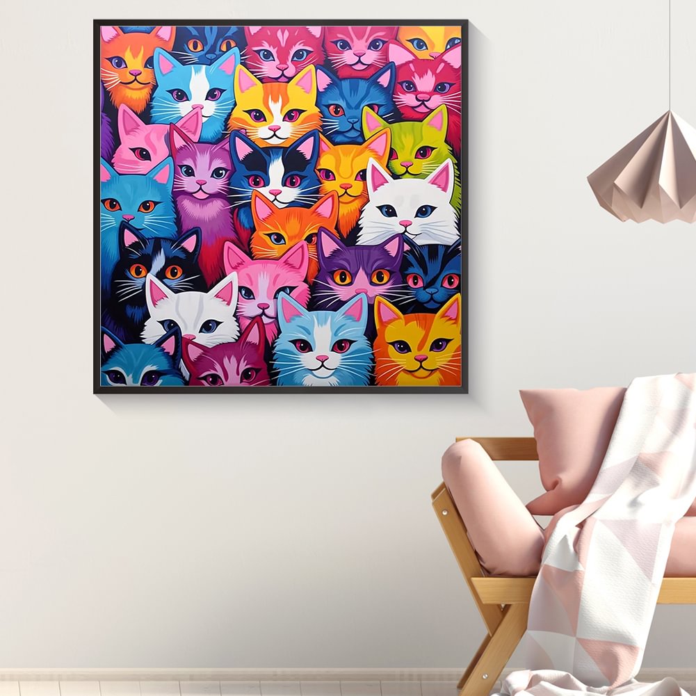 Resin Art Baby - Diamond Painting Familie Kleurrijke Baby Kat
