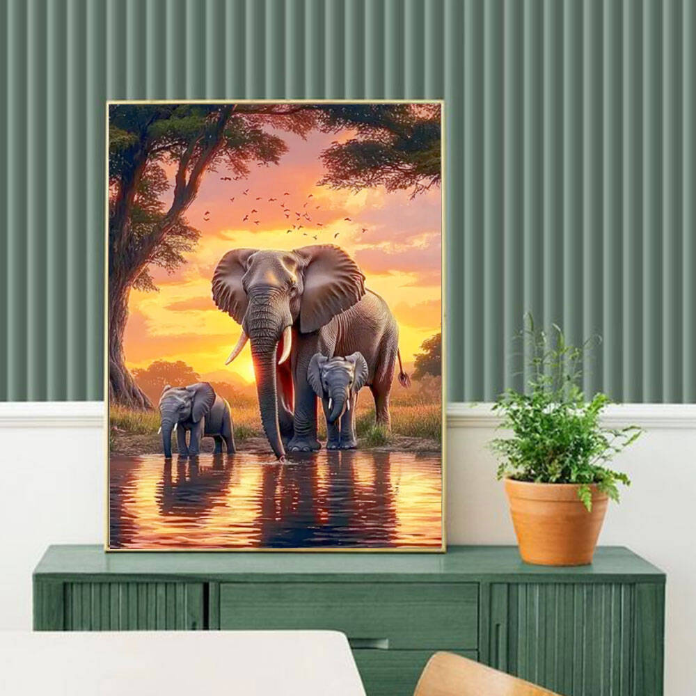 Huacan Olifant Zonsondergang L - Resin Art Wallpaper recensie en prijs